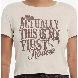 This Is My First Rodeo Juniors Hot Topic Bioworld Beige Baby T-Shirt New XL